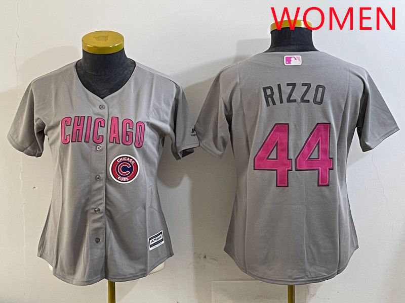 Women Chicago Cubs #44 Rizzo Grey Fashion Game 2025 Nike MLB Jersey style 6->youth mlb jersey->Youth Jersey